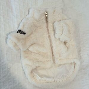 White Super Soft Faux Fur Dog Jacket
